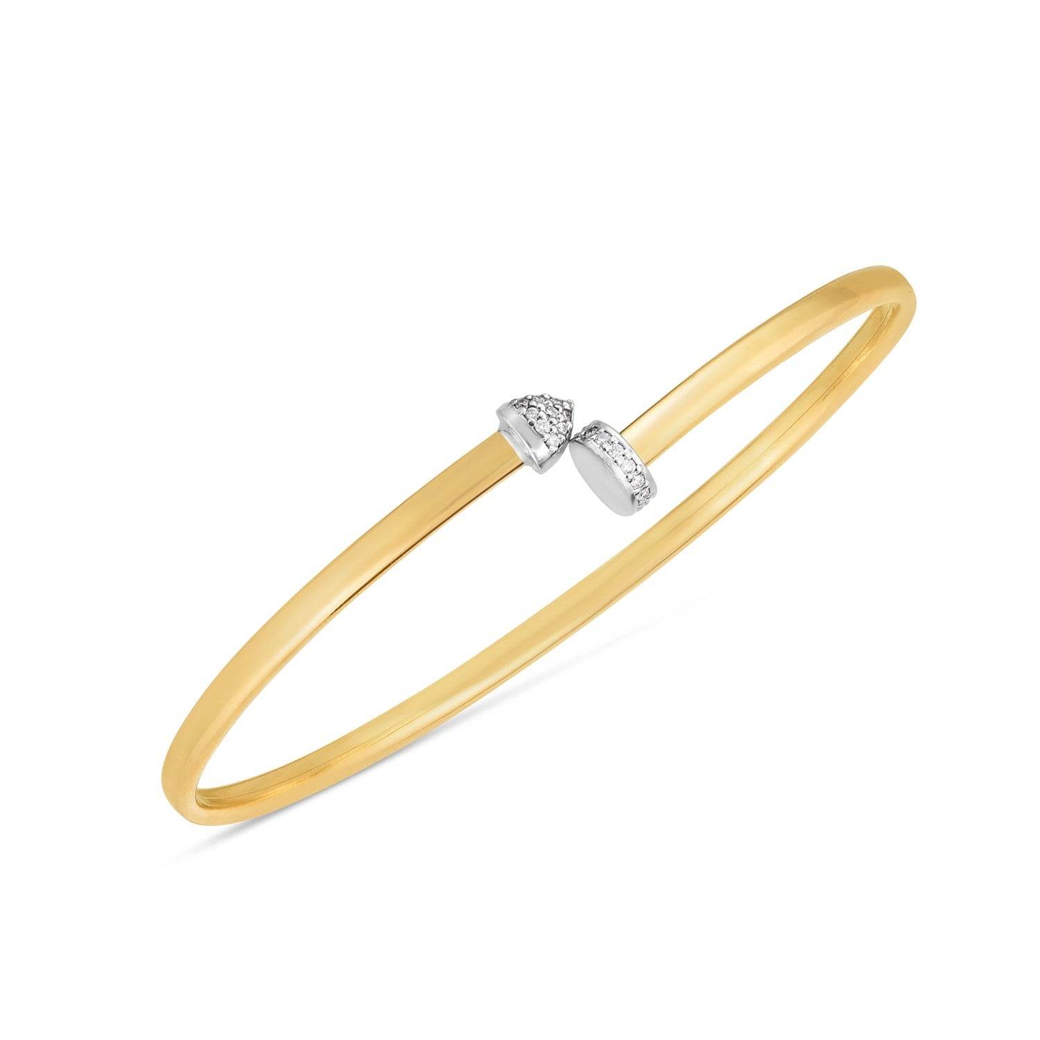 14k Two Tone Gold Diamond Hardware Bangle (3.00 mm) - Sable Gold