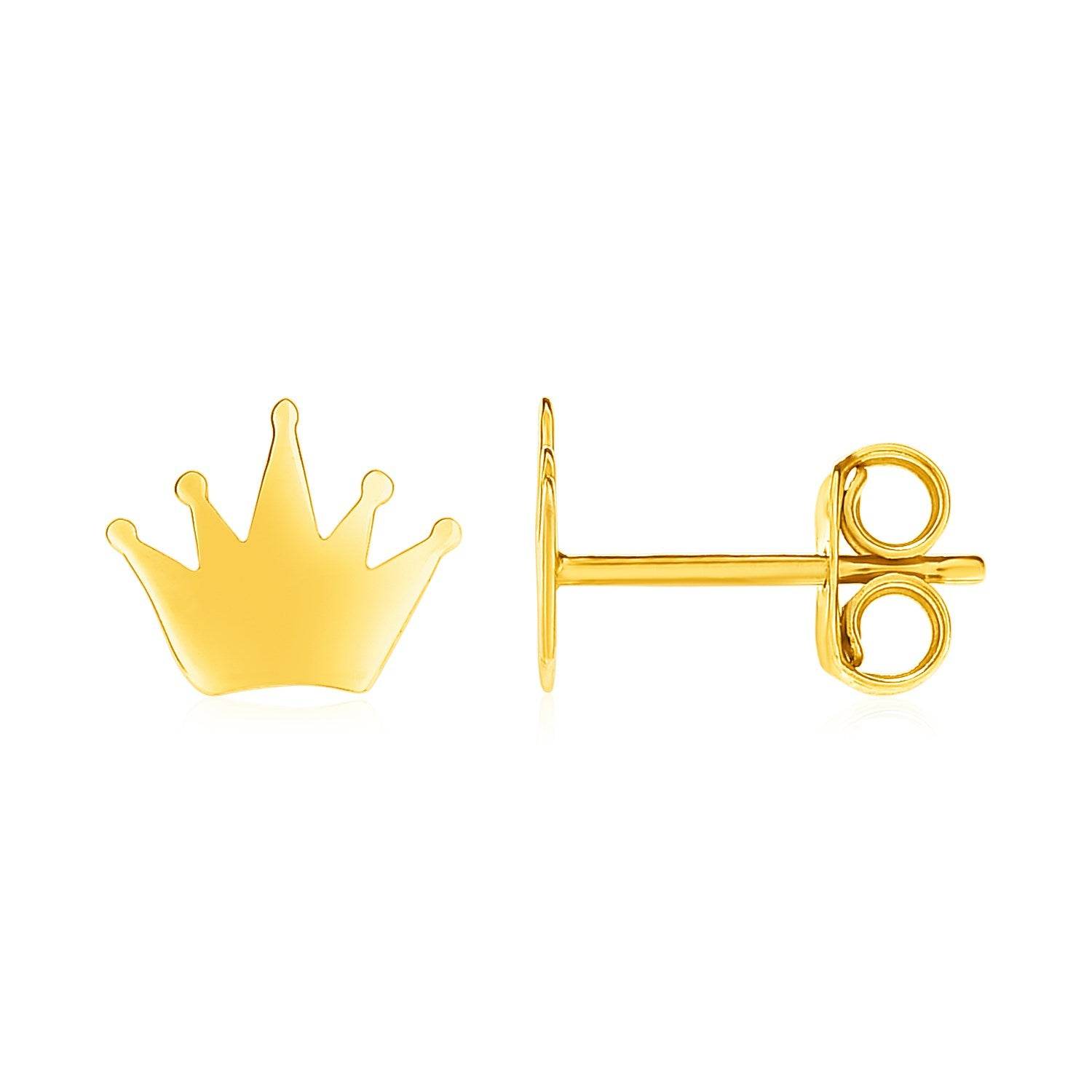 14k Yellow Gold Post Earrings with Crowns - Sable Gold