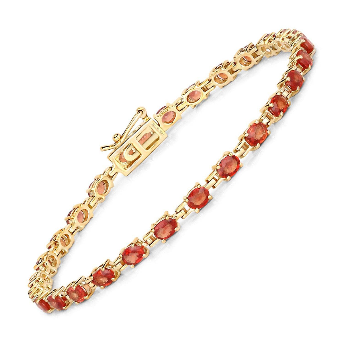 7.00 Carat Genuine Orange Sapphire 14K Yellow Gold Bracelet - Sable Gold