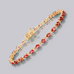 7.00 Carat Genuine Orange Sapphire 14K Yellow Gold Bracelet - Sable Gold