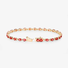 7.00 Carat Genuine Orange Sapphire 14K Yellow Gold Bracelet - Sable Gold