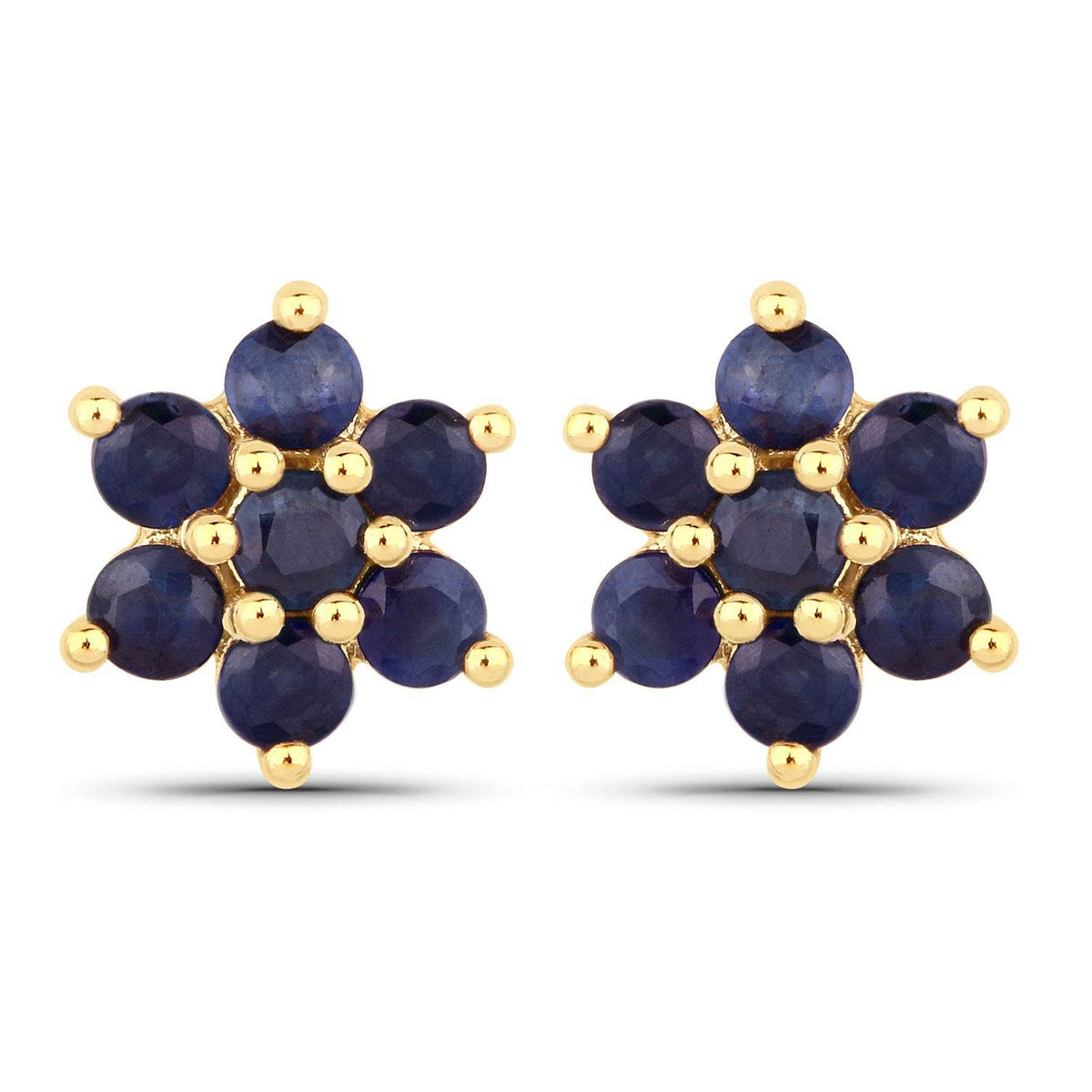 0.84 Carat Genuine Blue Sapphire 10K Yellow Gold Earrings - Sable Gold