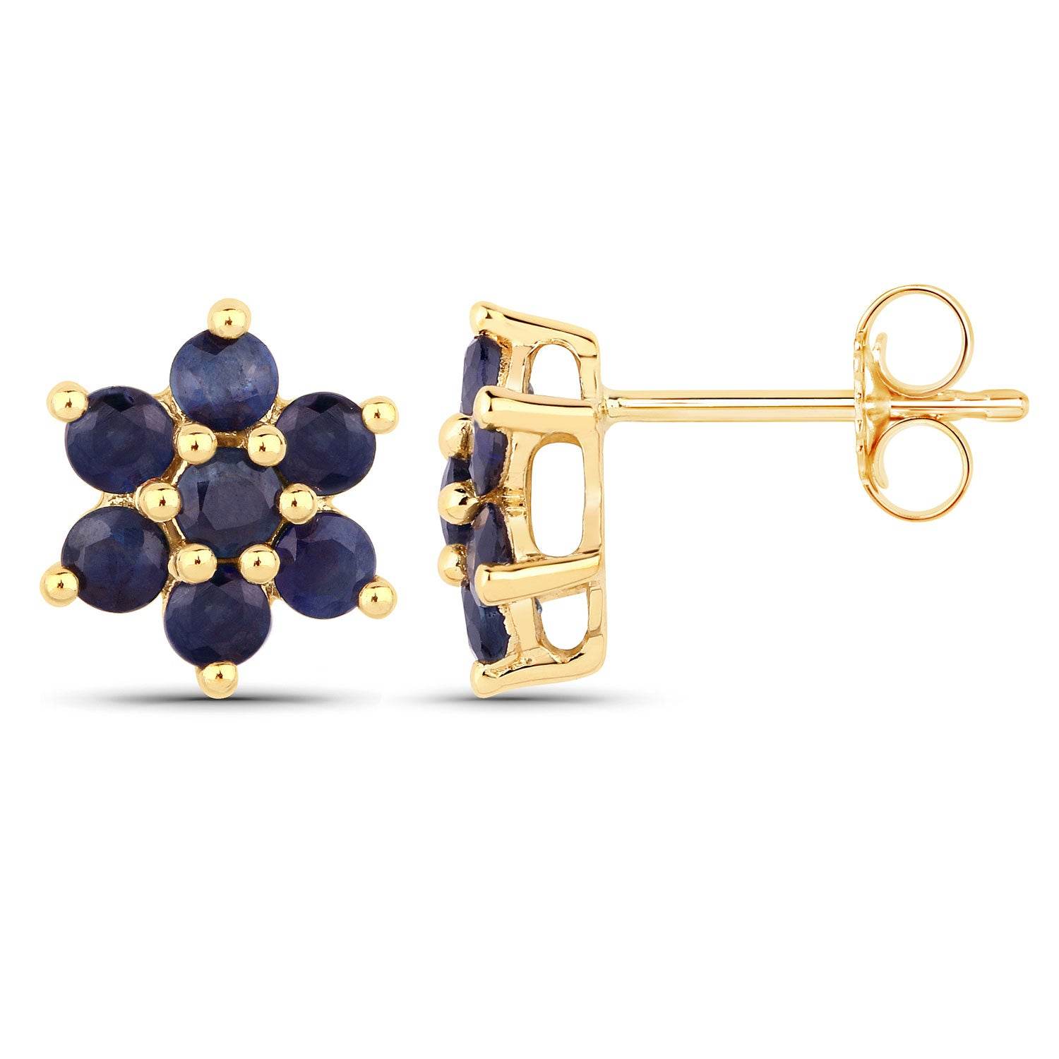 0.84 Carat Genuine Blue Sapphire 10K Yellow Gold Earrings - Sable Gold