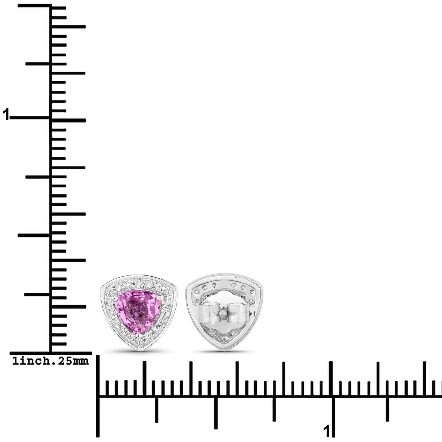 1.05 Carat Genuine Pink Sapphire and White Diamond 14K White Gold Earrings - Sable Gold