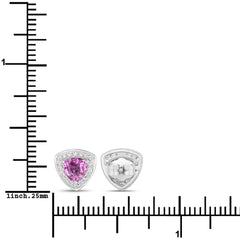 1.05 Carat Genuine Pink Sapphire and White Diamond 14K White Gold Earrings - Sable Gold