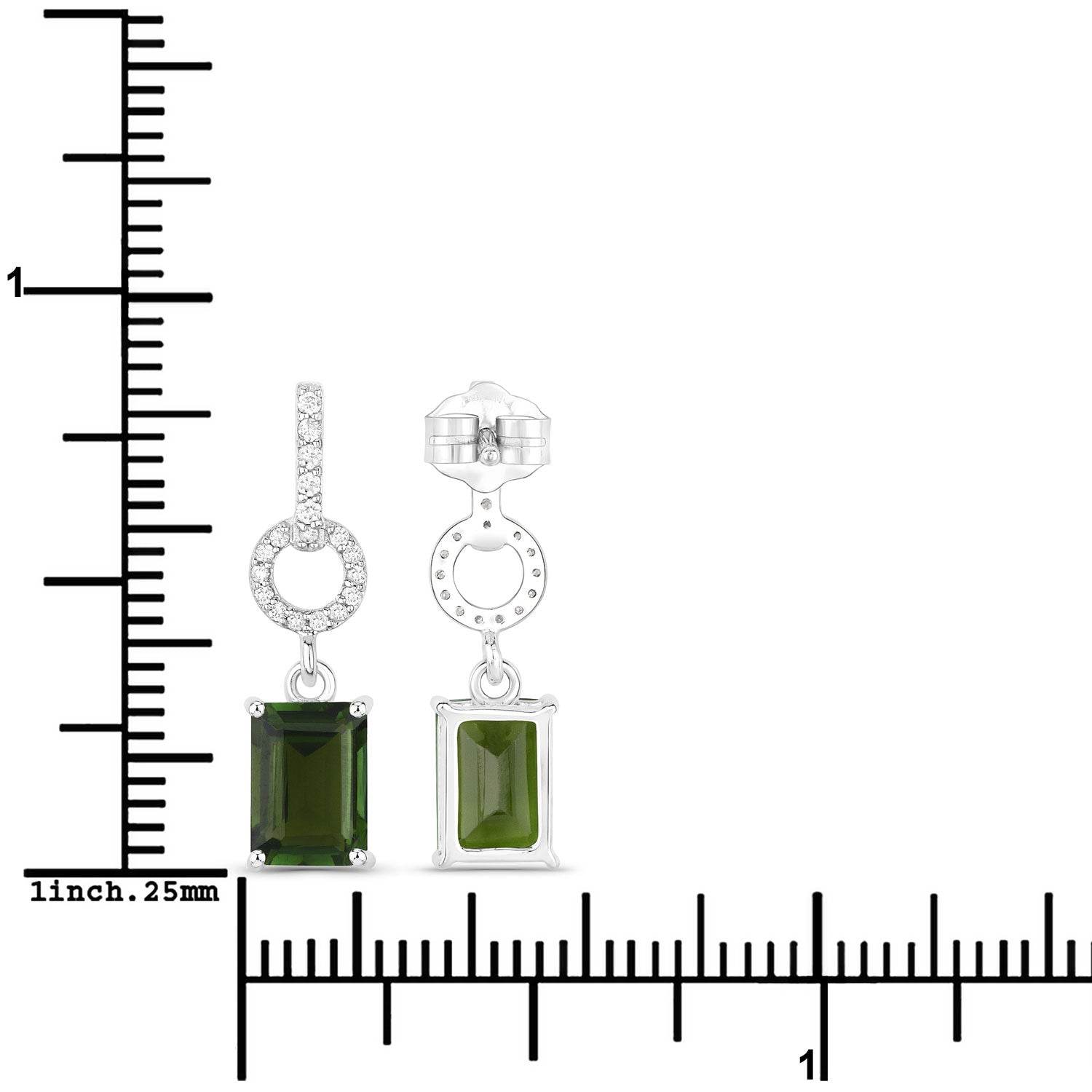 2.28 Carat Genuine Green Tourmaline and White Diamond 14K White Gold Earrings - Sable Gold