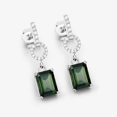 2.28 Carat Genuine Green Tourmaline and White Diamond 14K White Gold Earrings - Sable Gold