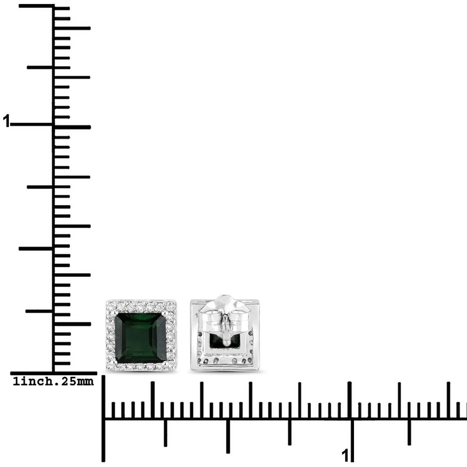 1.55 Carat Genuine Green Tourmaline and White Diamond 14K White Gold Earrings - Sable Gold