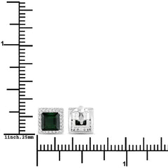 1.55 Carat Genuine Green Tourmaline and White Diamond 14K White Gold Earrings - Sable Gold