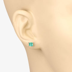 1.06 Carat Genuine Emerald 14K White Gold Earrings - Sable Gold