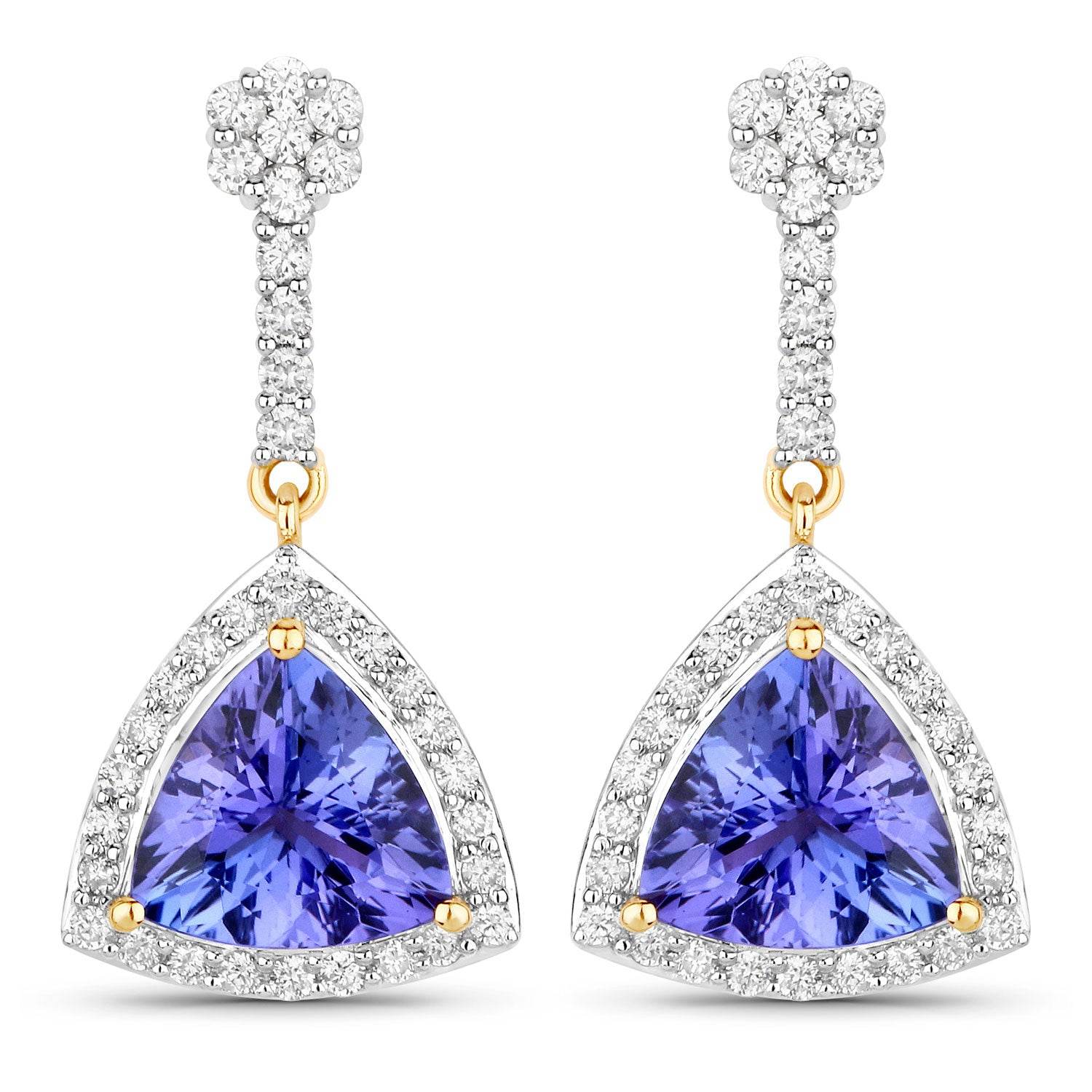 4.93 Carat Genuine Tanzanite and White Diamond 14K Yellow Gold Earrings - Sable Gold