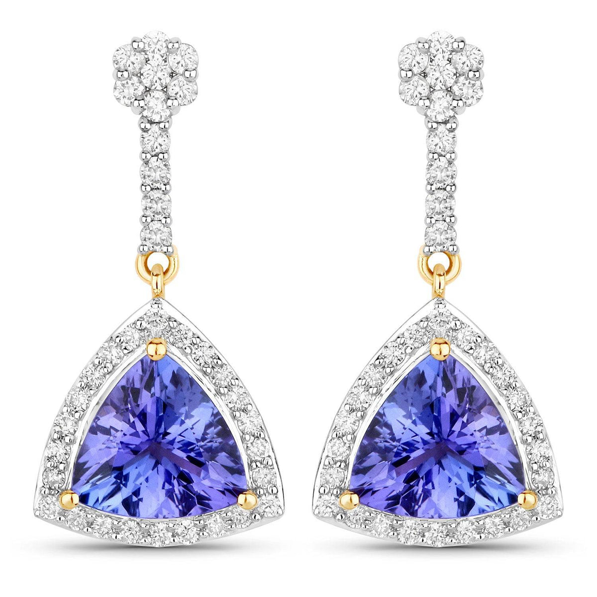 4.93 Carat Genuine Tanzanite and White Diamond 14K Yellow Gold Earrings - Sable Gold