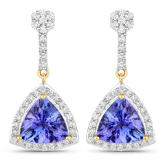 4.93 Carat Genuine Tanzanite and White Diamond 14K Yellow Gold Earrings - Sable Gold