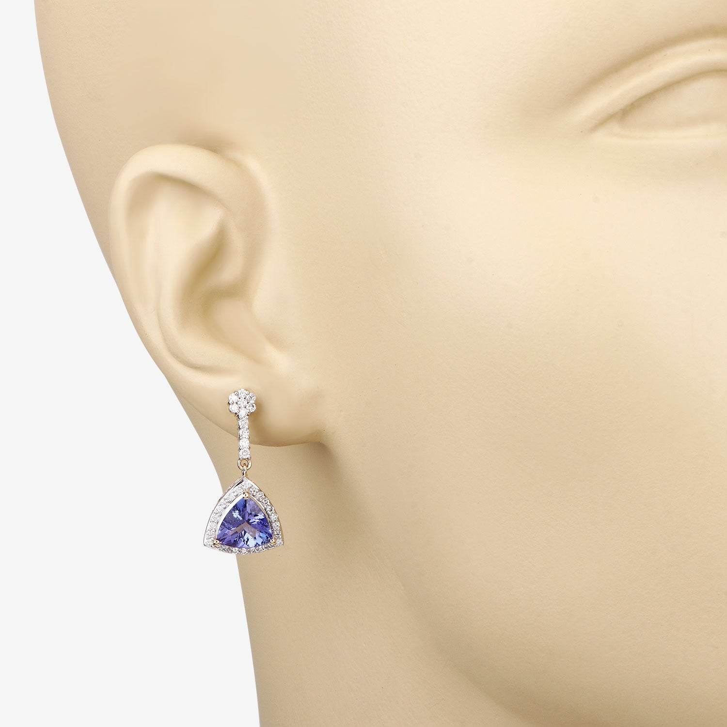 4.93 Carat Genuine Tanzanite and White Diamond 14K Yellow Gold Earrings - Sable Gold