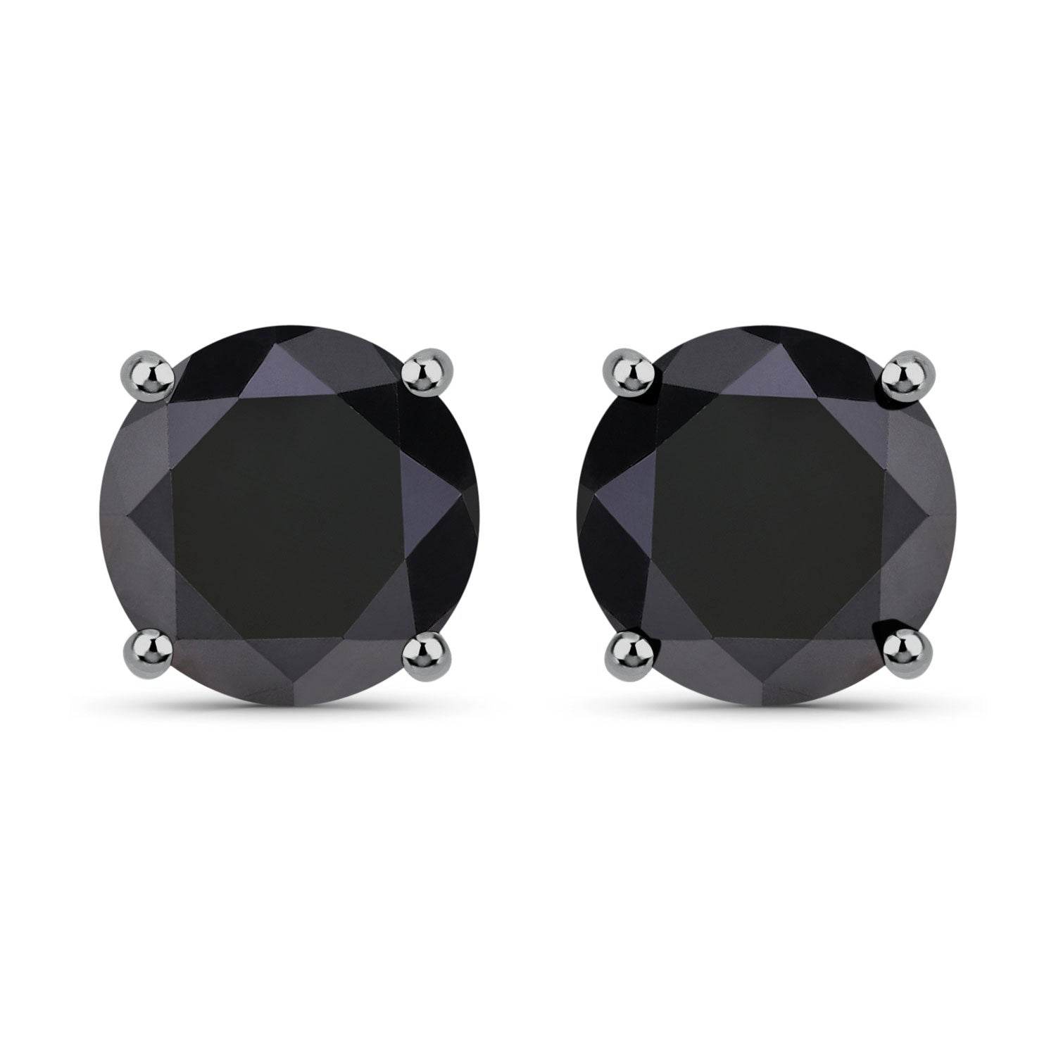 4.25 Carat Genuine Black Diamond 14K White Gold Earrings - Sable Gold