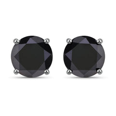 4.25 Carat Genuine Black Diamond 14K White Gold Earrings - Sable Gold