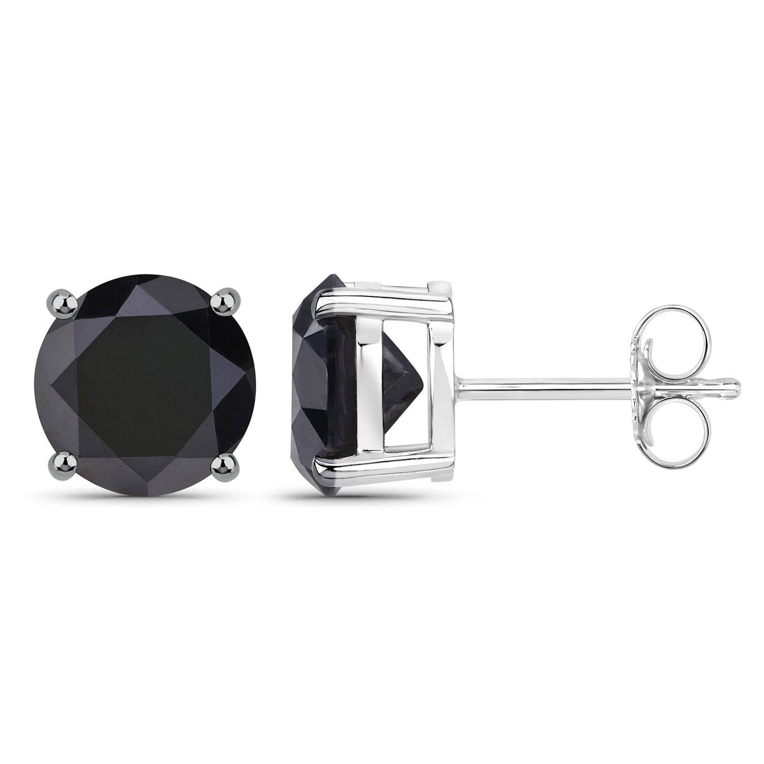 4.25 Carat Genuine Black Diamond 14K White Gold Earrings - Sable Gold