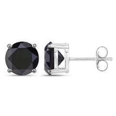 4.25 Carat Genuine Black Diamond 14K White Gold Earrings - Sable Gold