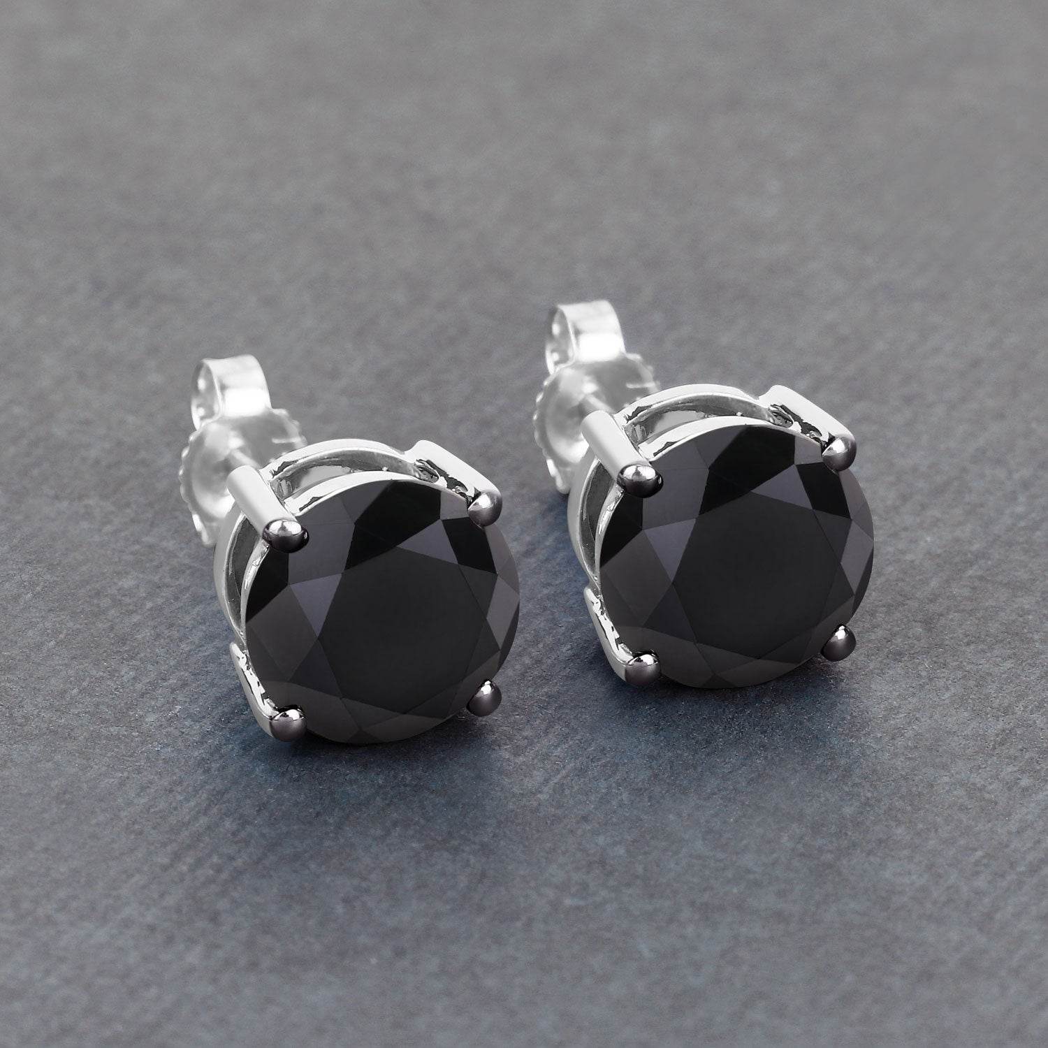 4.25 Carat Genuine Black Diamond 14K White Gold Earrings - Sable Gold