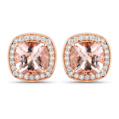 2.71 Carat Genuine Morganite and White Diamond 14K Rose Gold Earrings - Sable Gold