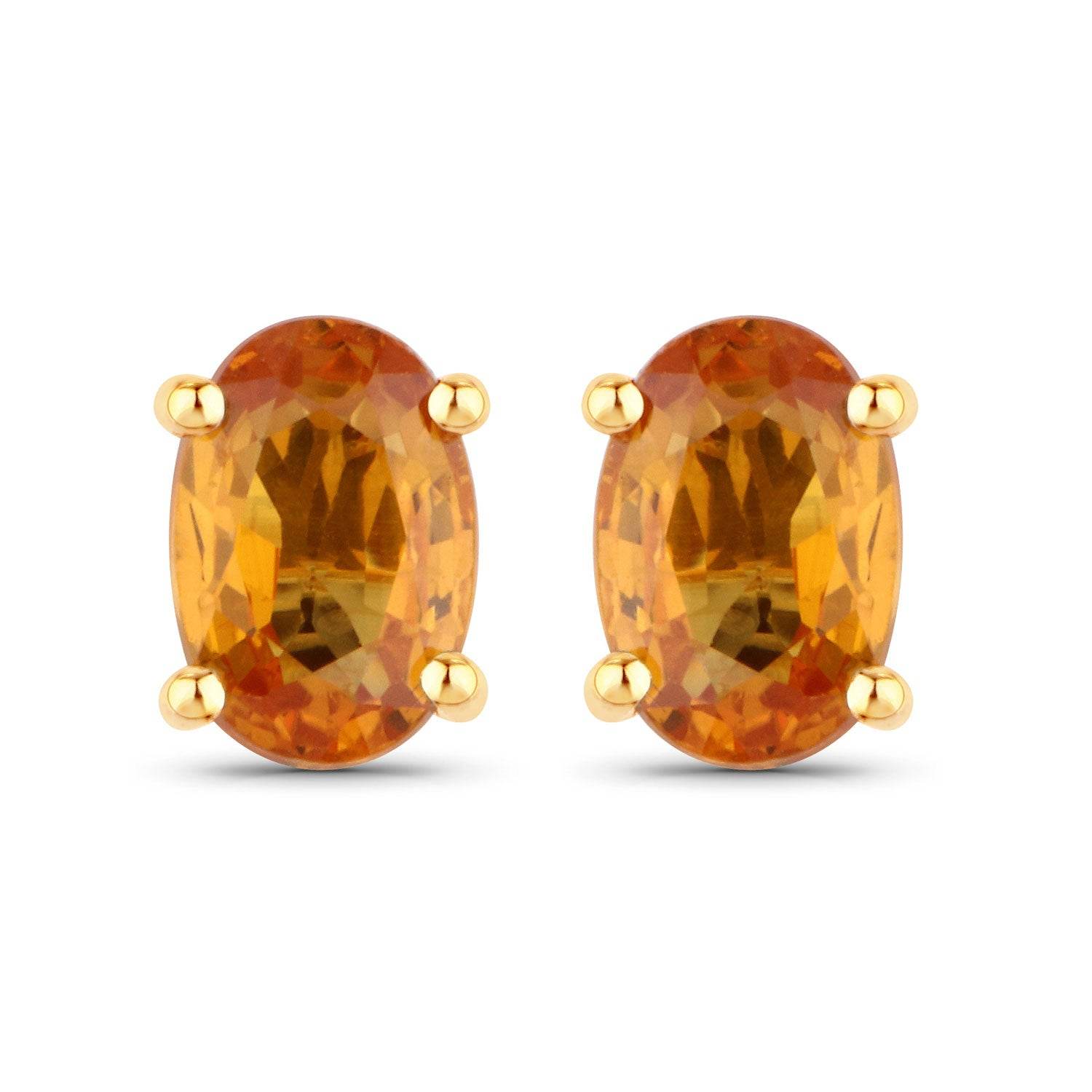 1.10 Carat Genuine Orange Sapphire 14K Yellow Gold Earrings - Sable Gold