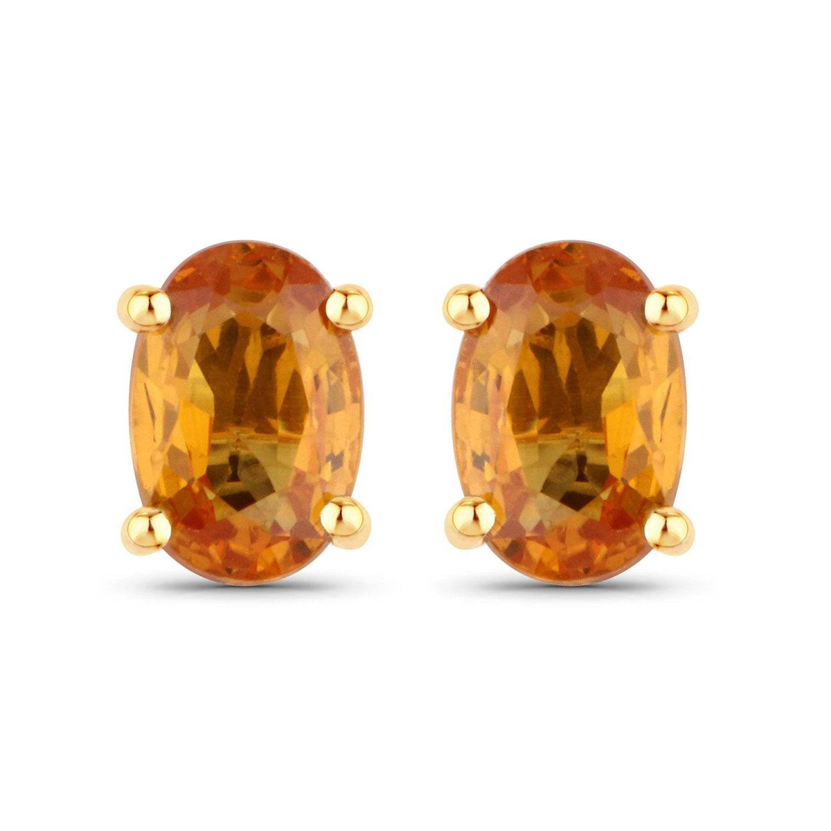 1.10 Carat Genuine Orange Sapphire 14K Yellow Gold Earrings - Sable Gold