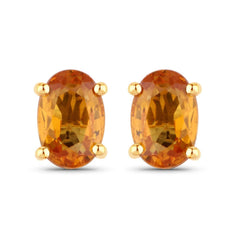 1.10 Carat Genuine Orange Sapphire 14K Yellow Gold Earrings - Sable Gold