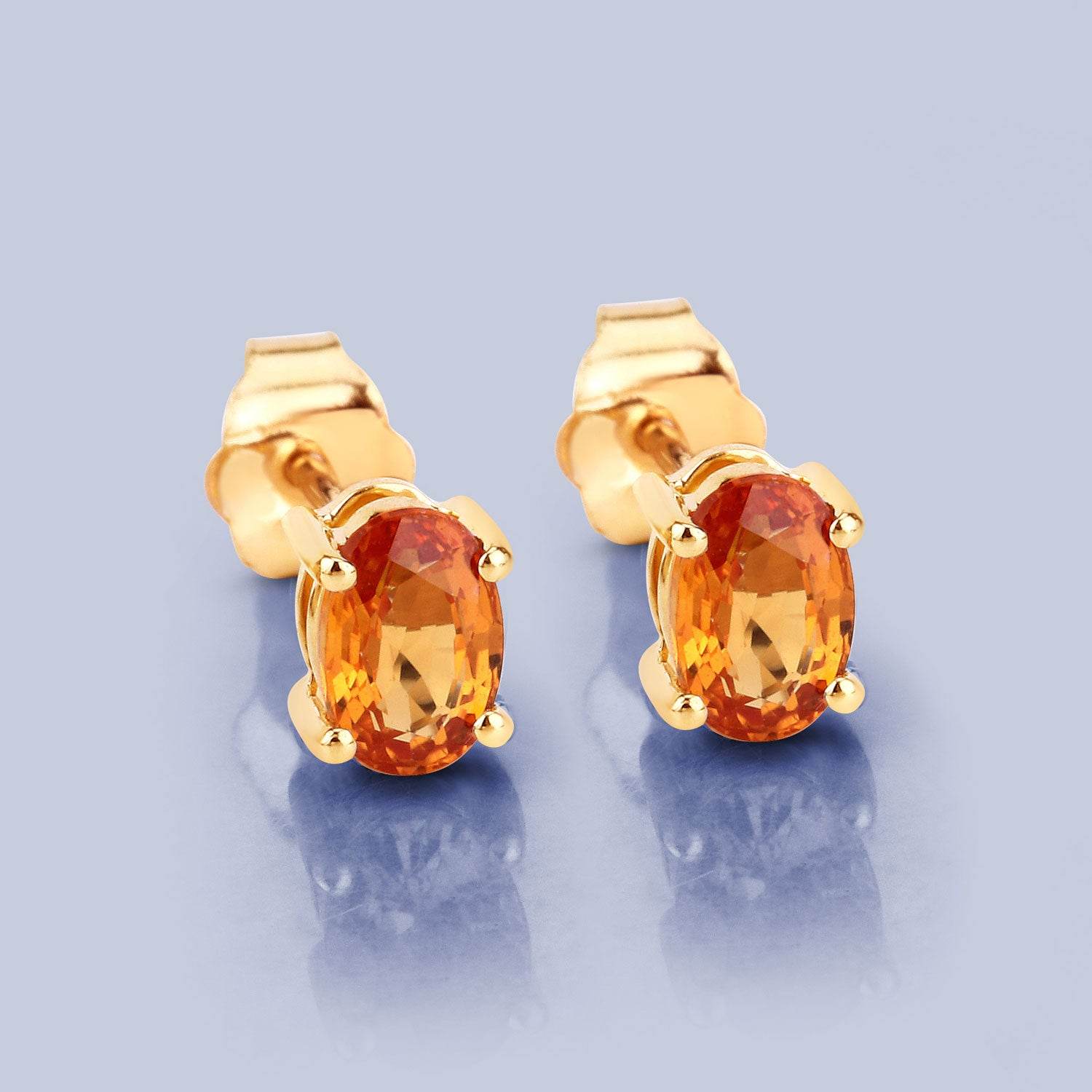 1.10 Carat Genuine Orange Sapphire 14K Yellow Gold Earrings - Sable Gold