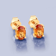 1.10 Carat Genuine Orange Sapphire 14K Yellow Gold Earrings - Sable Gold