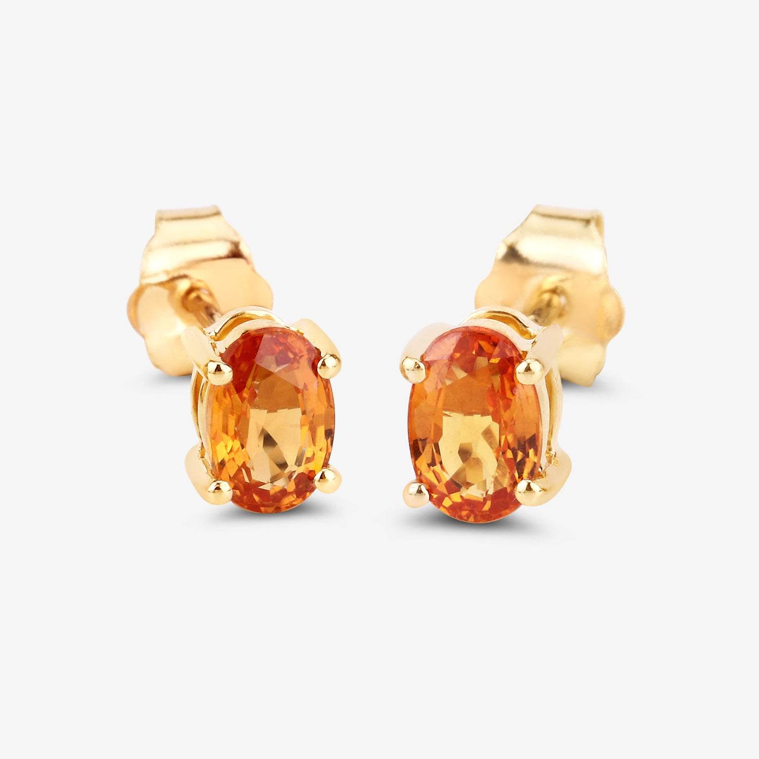 1.10 Carat Genuine Orange Sapphire 14K Yellow Gold Earrings - Sable Gold