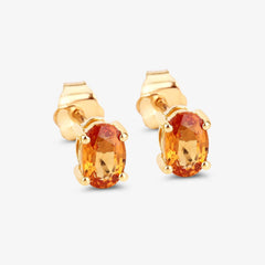 1.10 Carat Genuine Orange Sapphire 14K Yellow Gold Earrings - Sable Gold