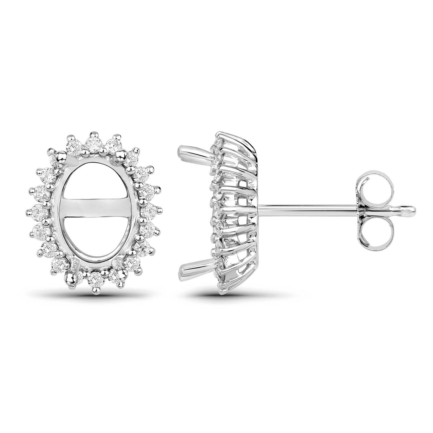 0.26 Carat Diamond Halo Earrings in 14K White Gold - Sable Gold