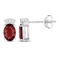 1.35 Carat Genuine Pink Tourmaline and White Diamond 14K White Gold Earrings - Sable Gold