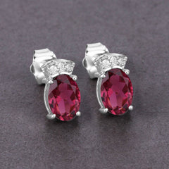 1.35 Carat Genuine Pink Tourmaline and White Diamond 14K White Gold Earrings - Sable Gold