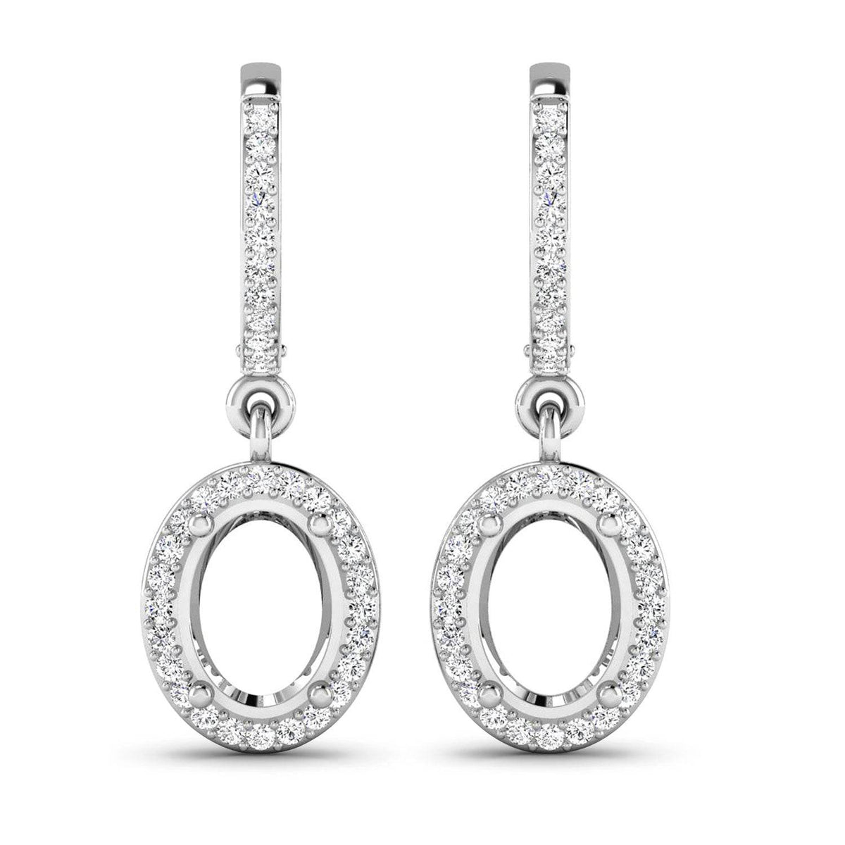 0.32 Carat Genuine White Diamond 14K White Gold Semi Mount Earrings - Sable Gold