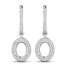 0.32 Carat Genuine White Diamond 14K White Gold Semi Mount Earrings - Sable Gold