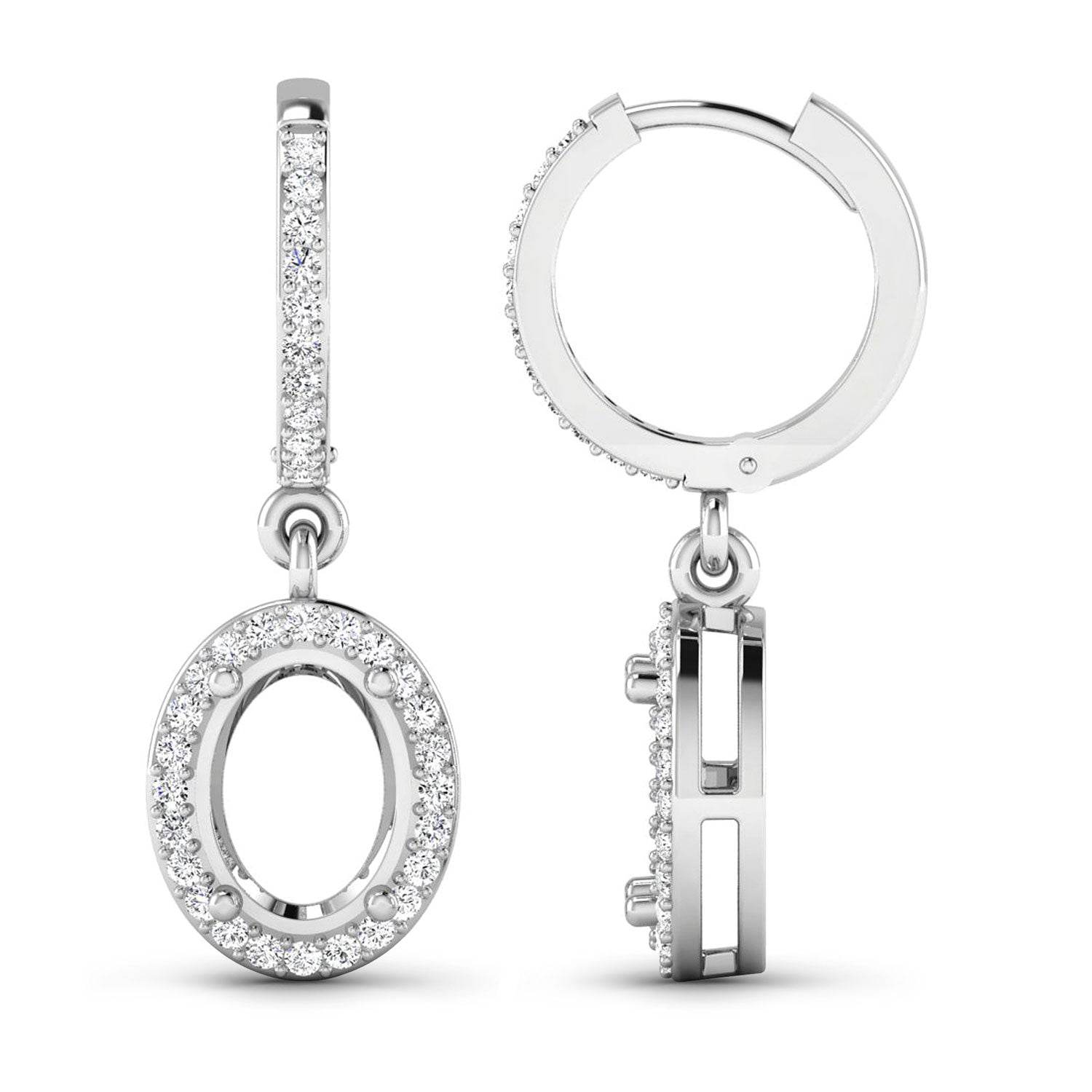 0.32 Carat Genuine White Diamond 14K White Gold Semi Mount Earrings - Sable Gold