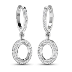 0.32 Carat Genuine White Diamond 14K White Gold Semi Mount Earrings - Sable Gold