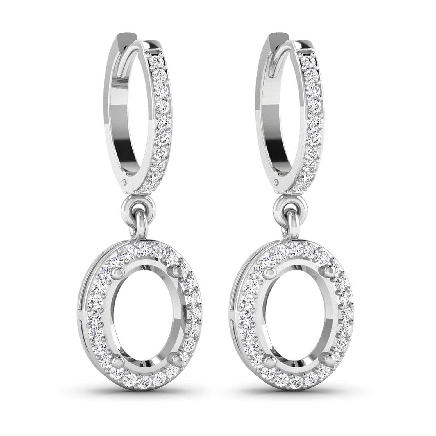 0.32 Carat Genuine White Diamond 14K White Gold Semi Mount Earrings - Sable Gold