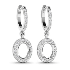 0.32 Carat Genuine White Diamond 14K White Gold Semi Mount Earrings - Sable Gold