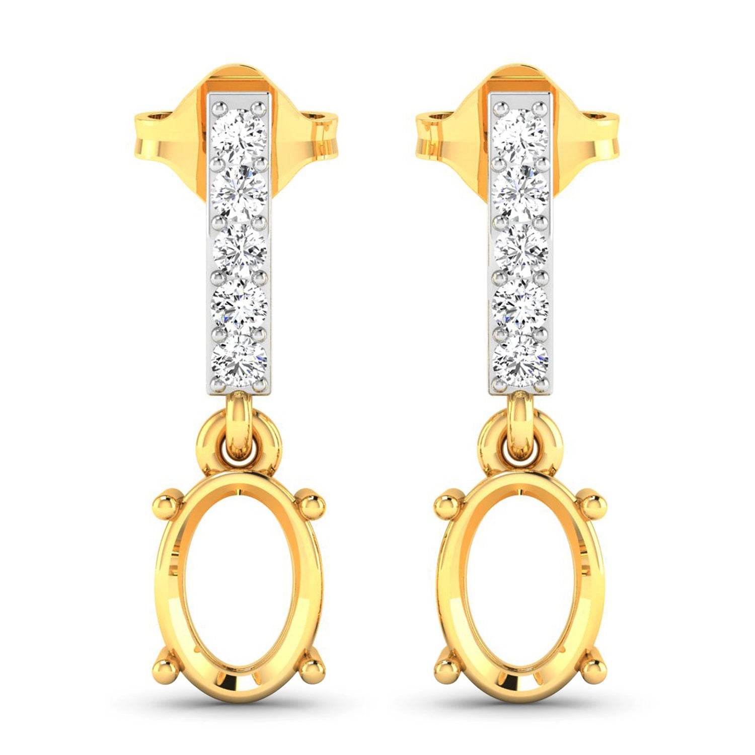 0.14 Carat Genuine White Diamond 14K Yellow Gold Semi Mount Earrings - Sable Gold