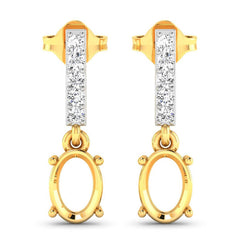 0.14 Carat Genuine White Diamond 14K Yellow Gold Semi Mount Earrings - Sable Gold