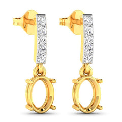 0.14 Carat Genuine White Diamond 14K Yellow Gold Semi Mount Earrings - Sable Gold