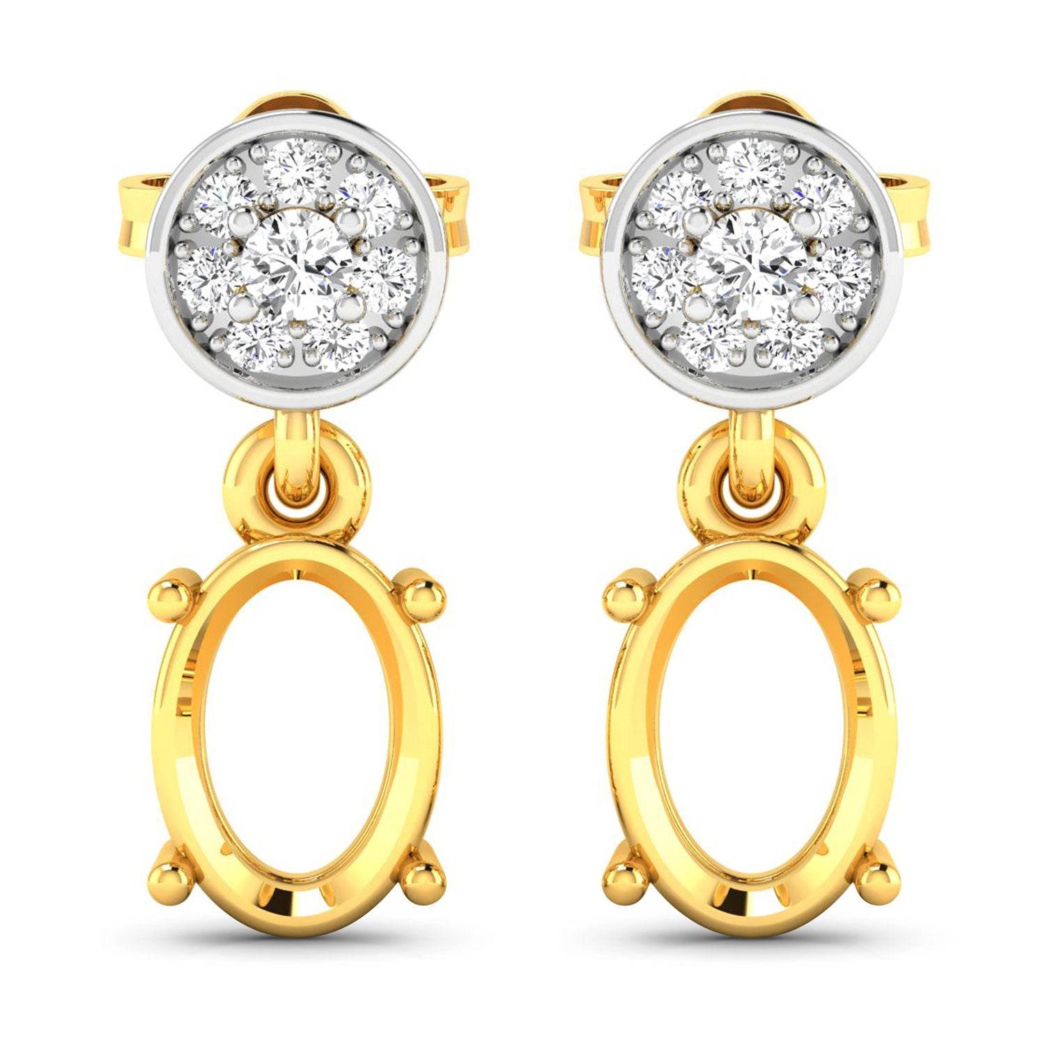 0.11 Carat Diamond Semi Mount Diamond Earrings in 14K Yellow Gold - Sable Gold