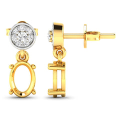 0.11 Carat Diamond Semi Mount Diamond Earrings in 14K Yellow Gold - Sable Gold