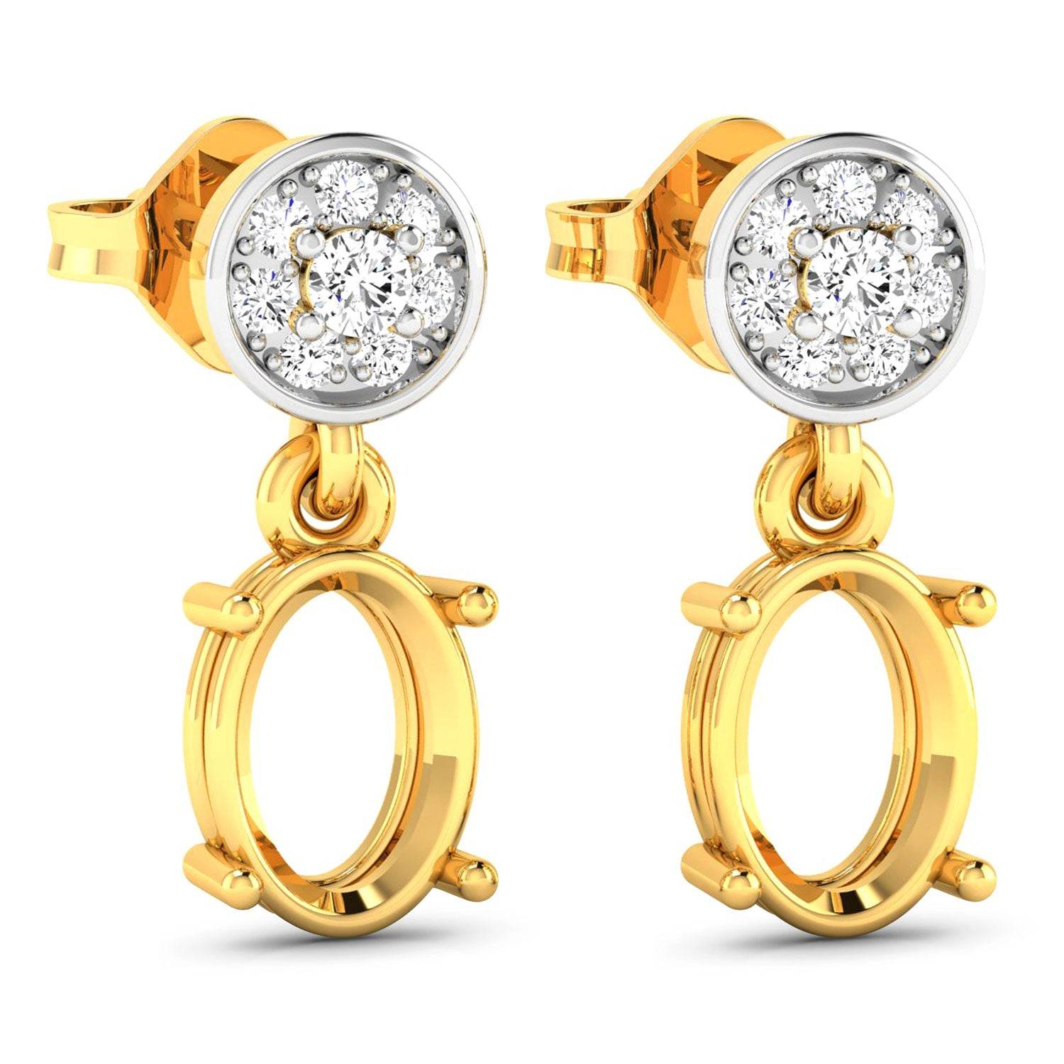 0.11 Carat Diamond Semi Mount Diamond Earrings in 14K Yellow Gold - Sable Gold