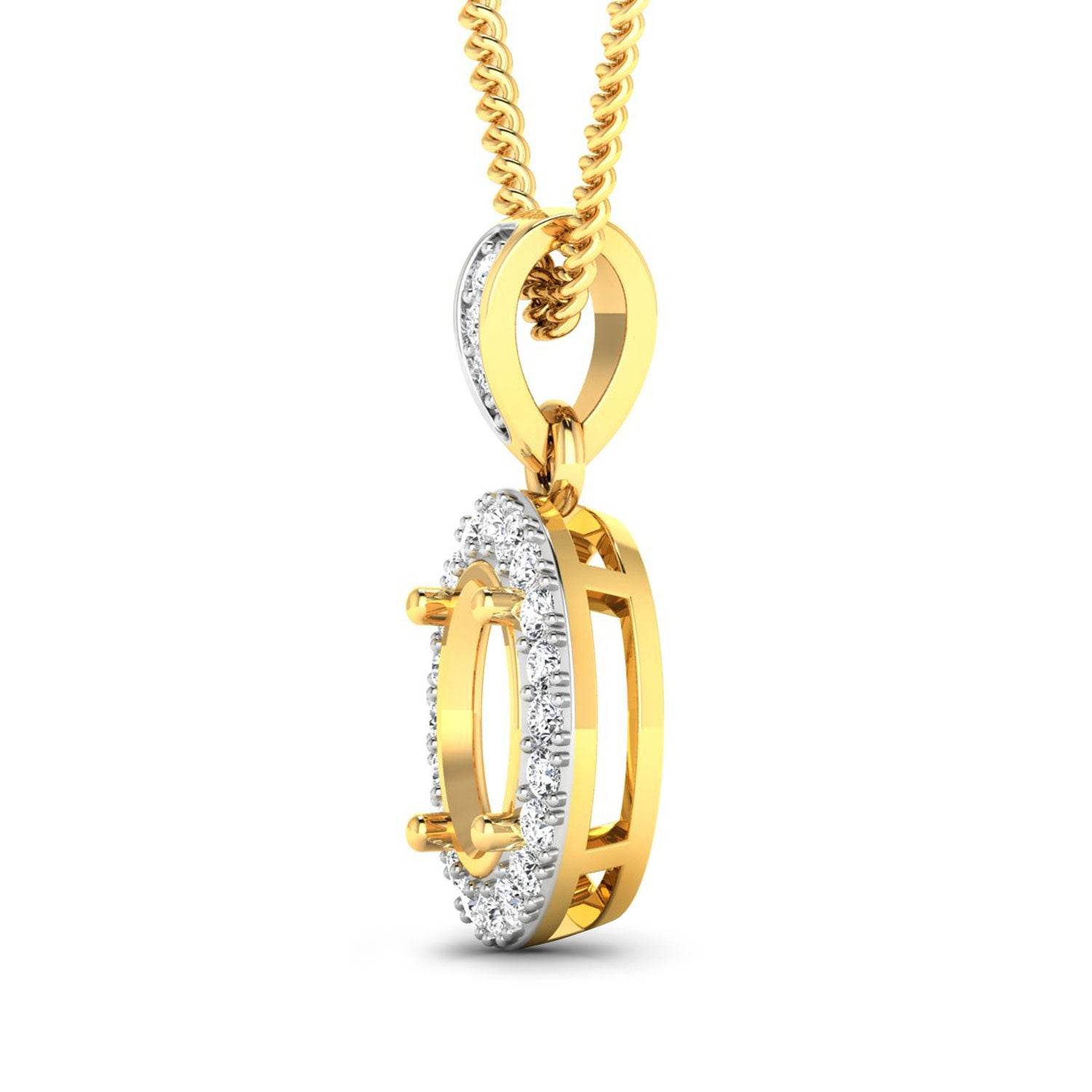 0.18 Carat Genuine White Diamond 14K Yellow Gold Semi Mount Pendant - Sable Gold