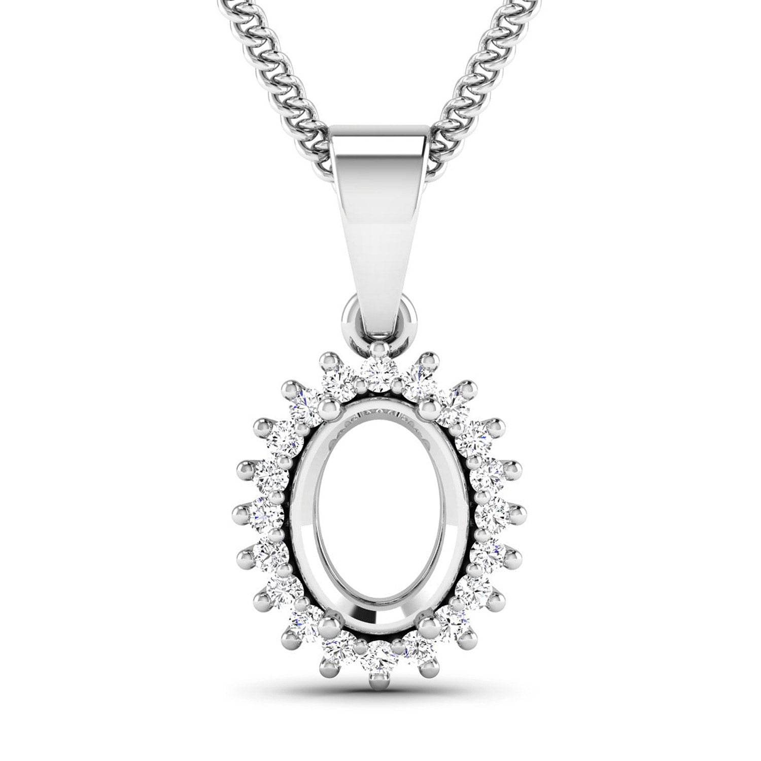 0.13 Carat Genuine White Diamond 14K White Gold Semi Mount Pendant - Sable Gold