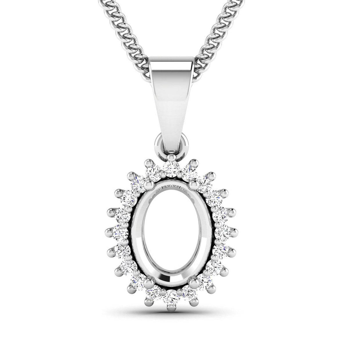 0.13 Carat Genuine White Diamond 14K White Gold Semi Mount Pendant - Sable Gold