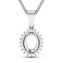 0.13 Carat Genuine White Diamond 14K White Gold Semi Mount Pendant - Sable Gold